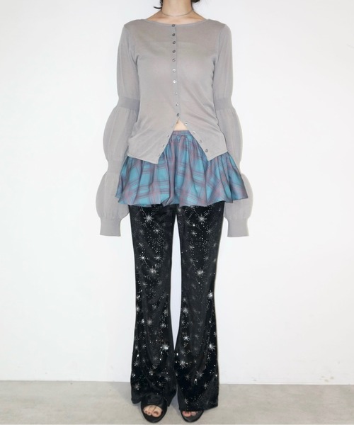 musubore カーディガン puff sleeve sheer cardigan / パフパフ