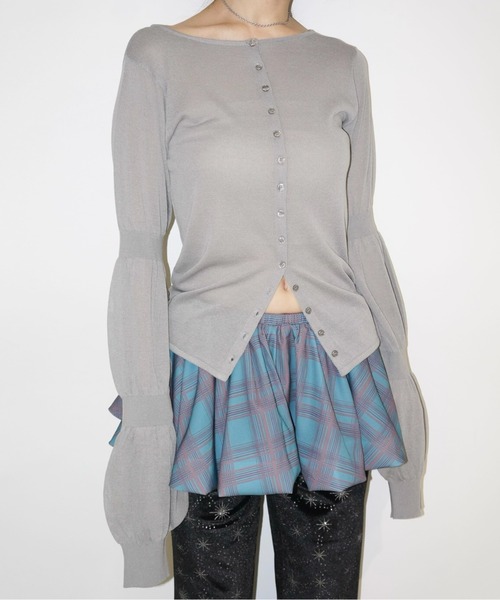 カーディガン puff puff sleeve sheer cardigan / パフパフスリーブシアーカーディガン レディース puff puff sleeve sheer cardigan / パフパフスリーブシアー