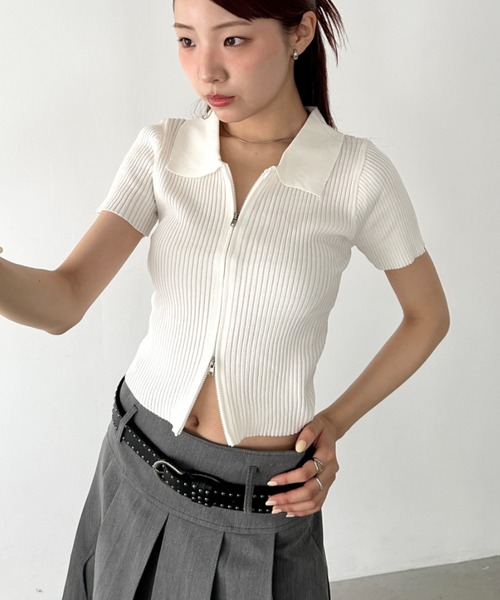 トップス m モノトーンバイカラートップス mf3435【韓国モードファッション】