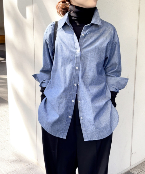 「Spick & Span」 長袖シャツ - ネイビー レディース Spick＆Span 「Spick & Span」 長袖シャツ FREE ネイビー