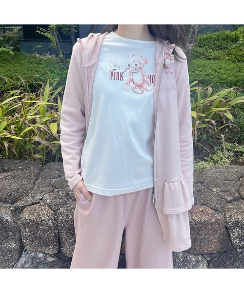 ピンクハウス　ピンク　ピコフリルジップアップパーカー♪(๑ᴖ◡ᴖ๑)♪ PINK HOUSE 「PINK HOUSE」 ジップアップパーカー フリー ピンク