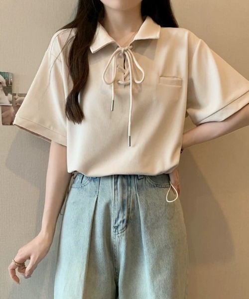 レースアップ ルーズ Tシャツ 半袖 ゆったり トップス 夏 hr9715 楽天市場】袖レース レース ブラウス トップス レディース 半袖