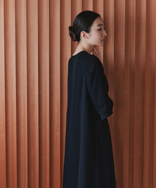 kaene ドレス ライトシフォンフレアワンピース「ブラック
