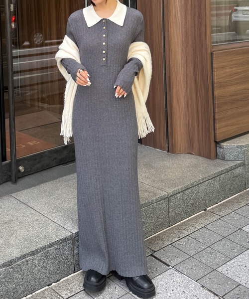 RANAN（ラナン） ワンピース 「低身長サイズ追加！」リブニットポロ