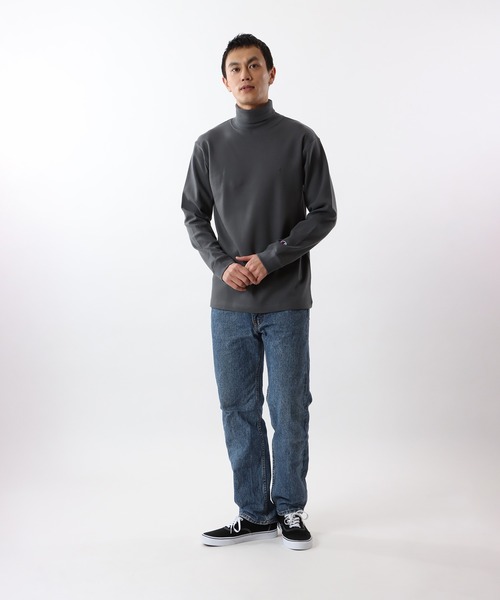 「Champion」 長袖Tシャツ MEDIUM ネイビー メンズ