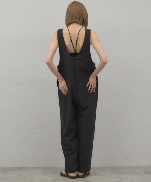 leimn サロペット オーバーオール Uネックオールインワン レディース