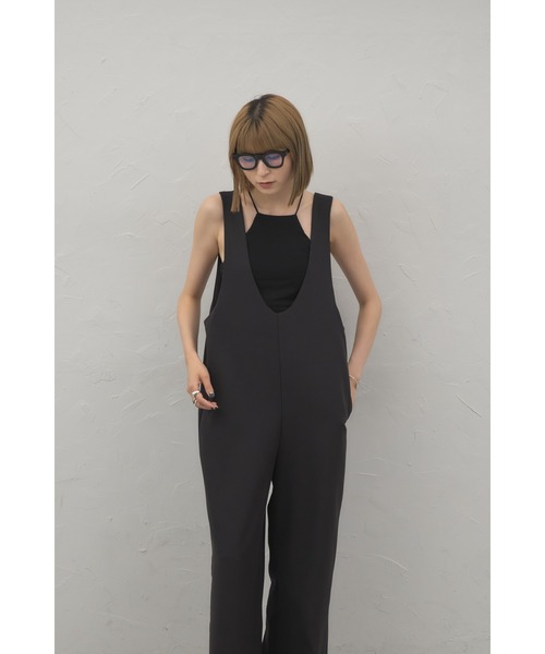 leimn サロペット オーバーオール Uネックオールインワン レディース