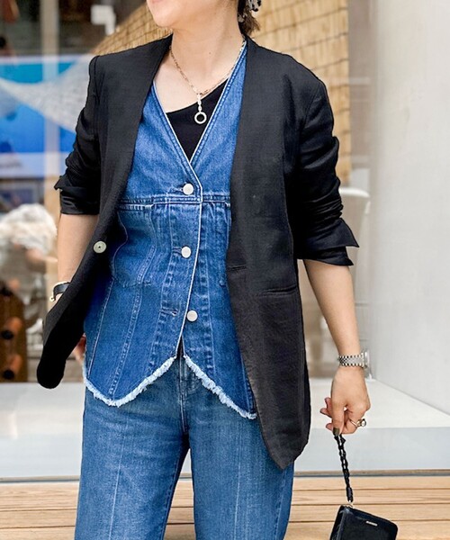ベスト ジレ 「RM denim」Vネックデニムベスト レディース