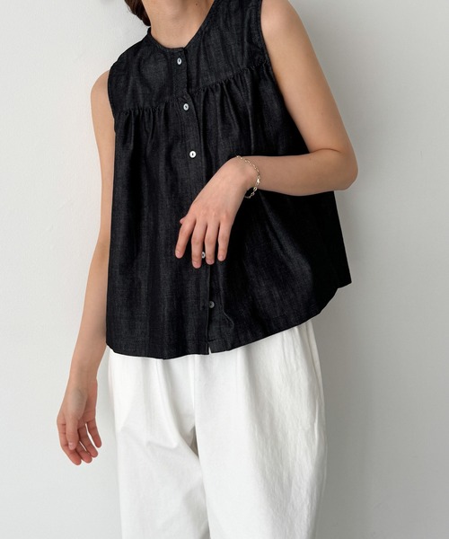 「CANAL JEAN」 「El mar」ノースリーブブラウス ONE SIZE ブラック レディース