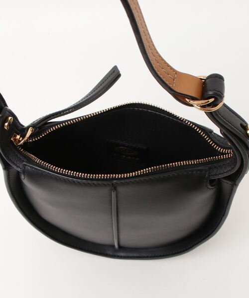 超美品 TOD'S Tタイムレス レザー ショルダーバッグ ブラック Woman ブラック T タイムレス レザー ショルダー バッグ