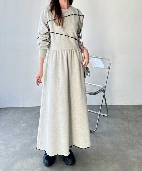 FIRST MOOD ワンピース 「FIRSTMOODコラボ」配色メロー裏起毛