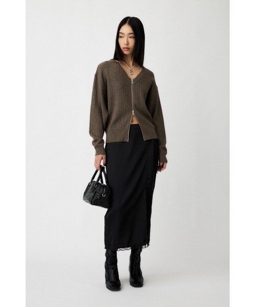 MOUSSY カーディガン 「25年AW新作」ZIP UP KNIT レディース