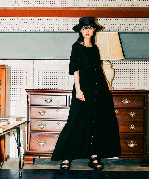 niko and…（ニコアンド） 7分袖ワンピース MEDIUM ブラック レディース