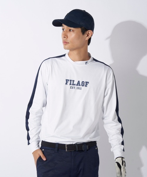   GOLF 裏起毛 長袖モックネックシャツ ゴルフ FILA GOLF シャツ 「FILAGOLF/フィラゴルフ」プリント裏起毛長袖モック
