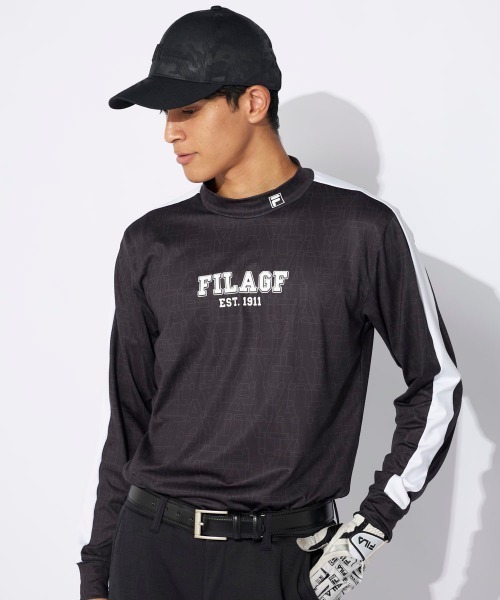 FILA GOLF シャツ 「FILAGOLF/フィラゴルフ」プリント裏起毛長袖モック