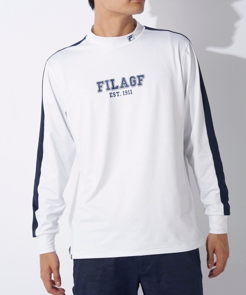 FILA GOLF シャツ 「FILAGOLF/フィラゴルフ」プリント裏起毛長袖モック
