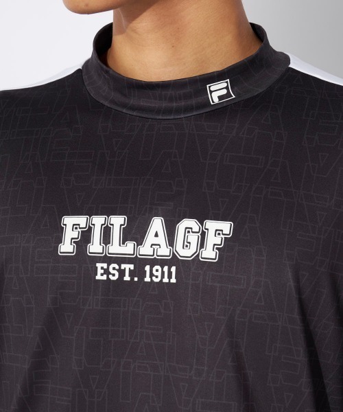 FILA GOLF シャツ 「FILAGOLF/フィラゴルフ」プリント裏起毛長袖モック