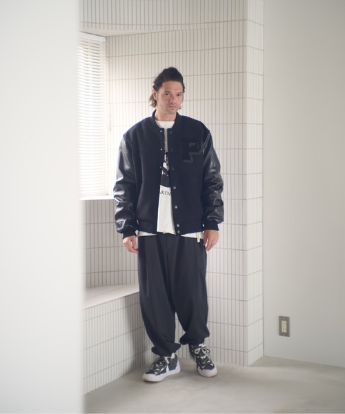 【アダムパテック】 looose award jacket スタジャン ADAM PATEK（アダムパテック） スタジャン ADAMPATEK/leather sleeves