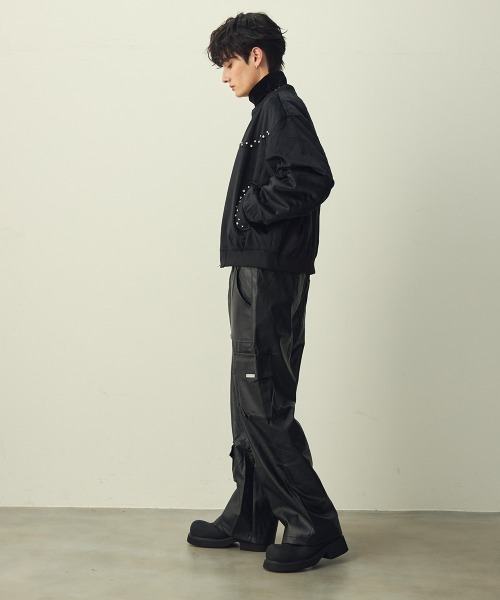 即*読様 Vintage Brown Blouson 短丈 ベロア調 ブルゾン中 Shoowtime（ショウタイム） ブルゾン アウター Studded Velour Blouson