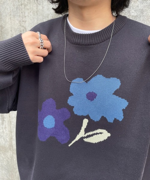 「WHO'S WHO gallery」 「blessyou」長袖ニット FREE チャコールグレー メンズ_画像3