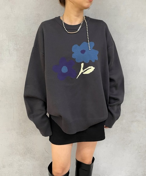 「WHO'S WHO gallery」 「blessyou」長袖ニット FREE チャコールグレー メンズ_画像7