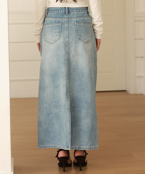 DAY CLOSET デニムスカート 斜めクロスデザインでウエスト綺麗魅せ