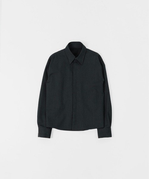 【LAPIIS】SHIRT JACKET&TROUSERS【CHARCOAL】 LAPIIS シャツ HEAVY WOOL GABARDINE SHORT SHIRT JACKET メンズ