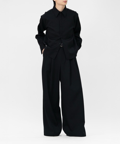 LAPIIS シャツ HEAVY WOOL GABARDINE SHORT SHIRT JACKET メンズ