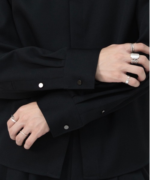 LAPIIS シャツ HEAVY WOOL GABARDINE SHORT SHIRT JACKET メンズ