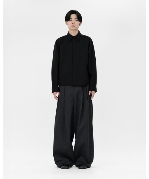 LAPIIS シャツ HEAVY WOOL GABARDINE SHORT SHIRT JACKET メンズ