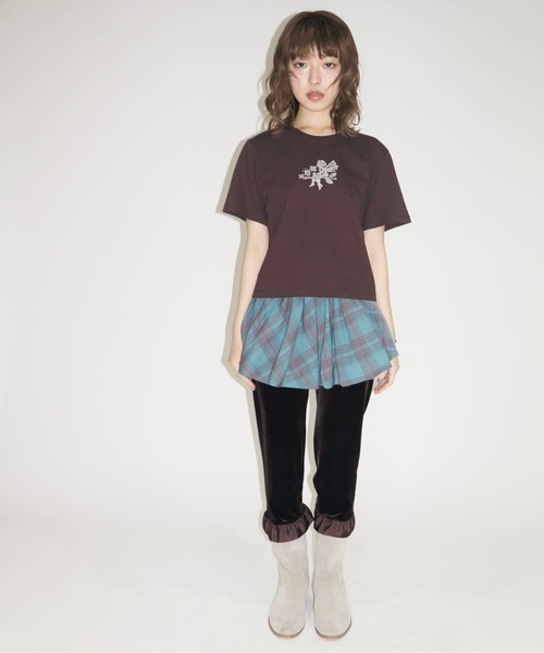 「musubore」 半袖Tシャツ FREE ブラウン レディース_画像2