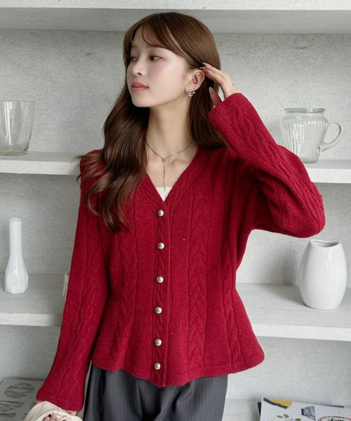LOUNIE V ネックペプラムニットカーディガン　新品　26SS 2.jpg