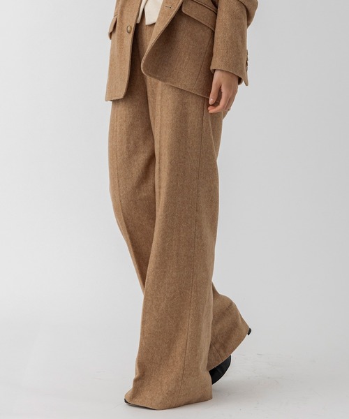 AJUGA.（アジュガ） パンツ ヘリンボーンウールツイードワイドパンツ