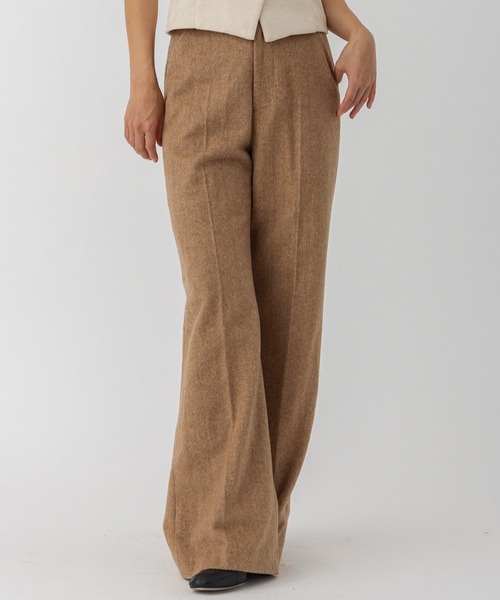 AJUGA.（アジュガ） パンツ ヘリンボーンウールツイードワイドパンツ