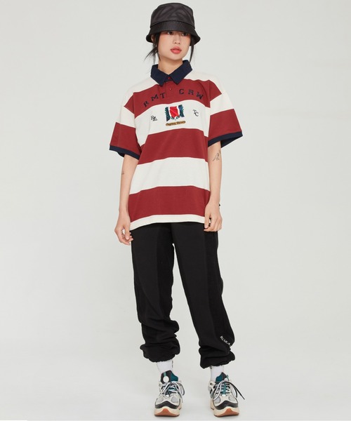 「ROMANTIC CROWN」 半袖ポロシャツ SMALL バーガンディー メンズ_画像9