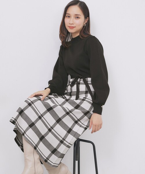 美品⭐️バーバリーズ　ハイネック　ニットワンピース リブ網　ノバチェック　M index（インデックス） ワンピース ハイネックニットワンピース「洗濯
