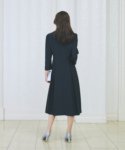 AOYAMA ワンピース 「WEB限定」ボウタイ付きボックスプリーツ