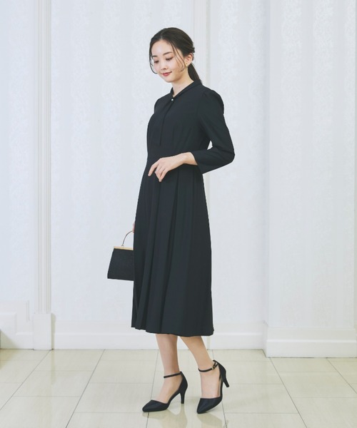 AOYAMA ワンピース 「WEB限定」ボウタイ付きボックスプリーツ