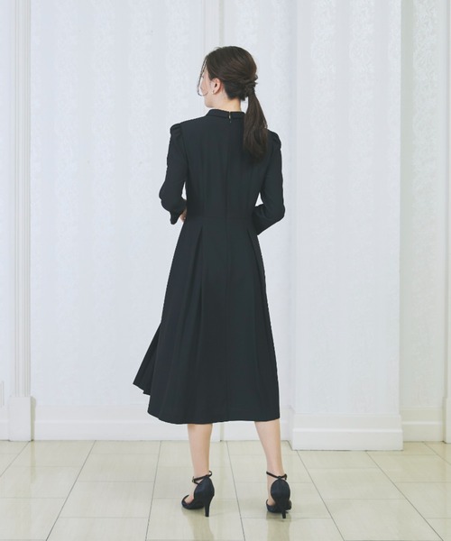 AOYAMA ワンピース 「WEB限定」ボウタイ付きボックスプリーツ