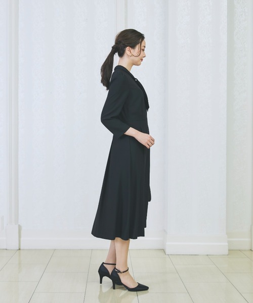 AOYAMA ワンピース 「WEB限定」ボウタイ付きボックスプリーツ