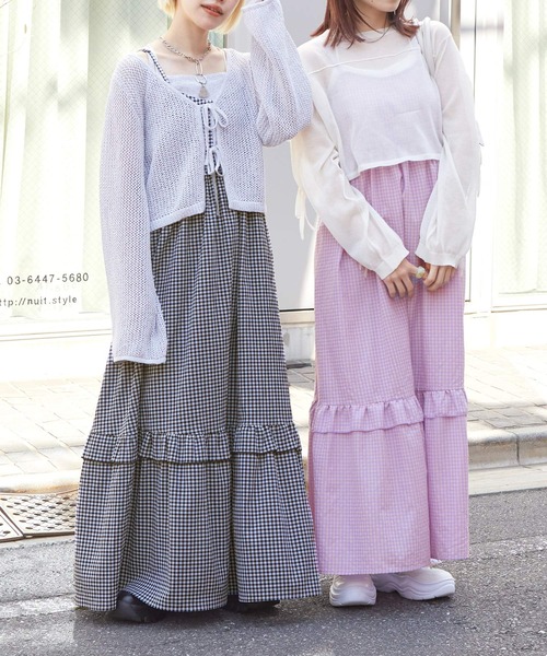 「w closet」 キャミソールワンピース FREE ブラック×ホワイト レディース_画像7