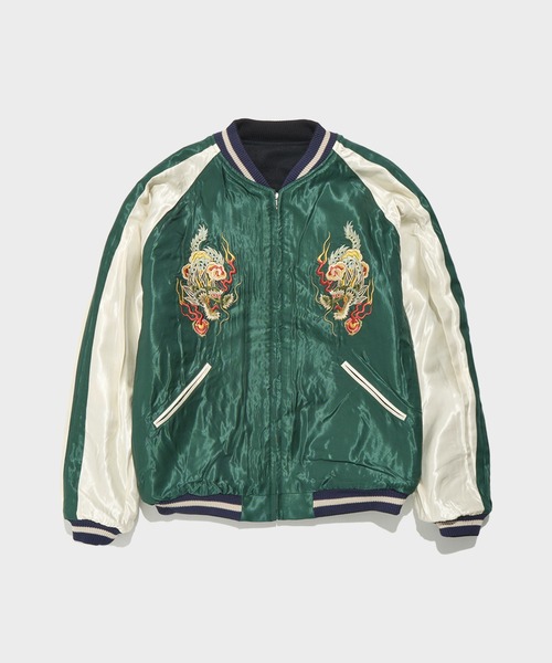 ジャケット・アウター 1%13 SOUVENIR JACKET Japan Souvenir Jacket Mens Medium Reversible Satin US Navy Seabees
