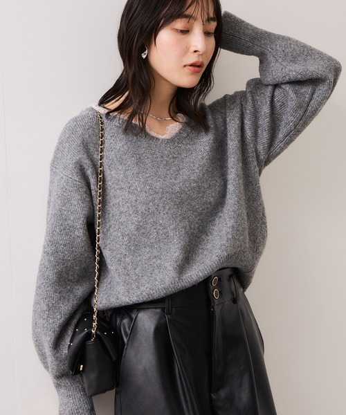 valabasas ニット セーター VIS（ビス） ニット セーター Vネックレースニットプルオーバー