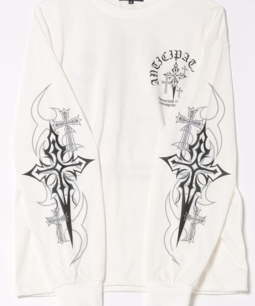 8egreedy ロンT 8 tシャツ クロスプリントロンT メンズ レディース : ZOZOTOWN Yahoo