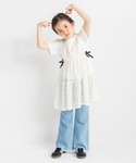 パンツ 裾フリンジフレアデニムパンツ キッズ ...の詳細画像3