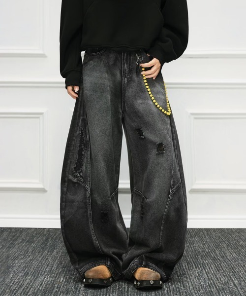 NEW GENTLEMAN ワイドパンツ ジーンズ アマンダデニム ワイドバギー 
