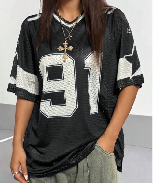 VIBGYOR tシャツ アメリカンフットボール シャツ Y2K 韓国 ヒップ