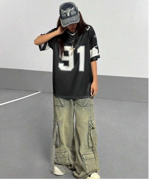 VIBGYOR tシャツ アメリカンフットボール シャツ Y2K 韓国 ヒップ