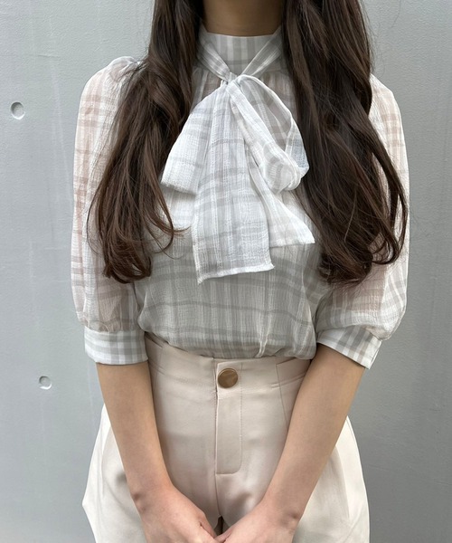 「TITTY&CO.」 半袖ブラウス FREE ライトグレー レディース_画像6