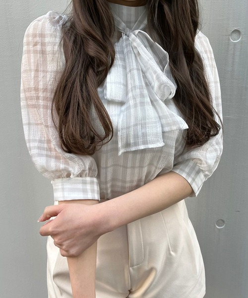 「TITTY&CO.」 半袖ブラウス FREE ライトグレー レディース_画像7